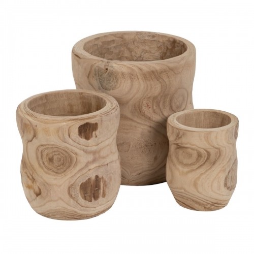 Set of Planters Natural Paolownia wood 44 x 44 x 46 cm (3 Units) image 1