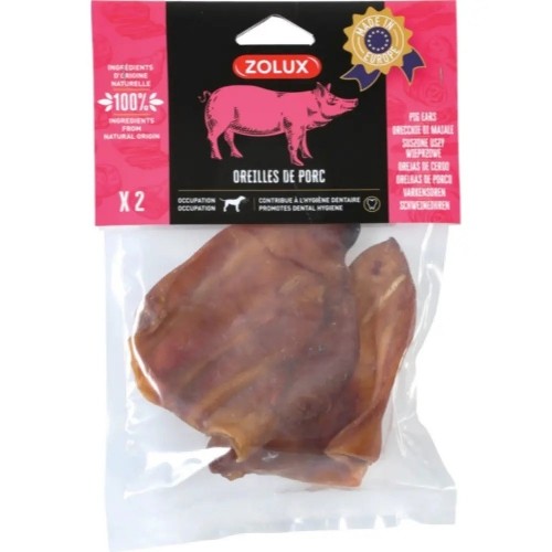 ZOLUX Dried pork ear - dog treat - 2 x 80g image 1