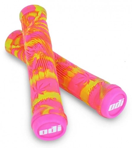 Stūres rokturi ODI Hucker Signature 160mm no Flange Yellow/Pink Swirl image 1