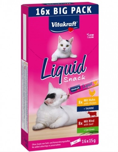 VITAKRAFT Cat Liquid-Snack with beef and chicken - cat treats - 16 x 15g image 1
