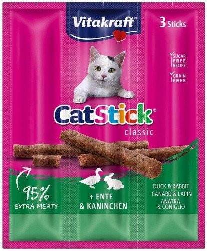 VITAKRAFT Cat Stick Mini - przysmak dla kota smak: kaczka i królik 3szt./18g image 1