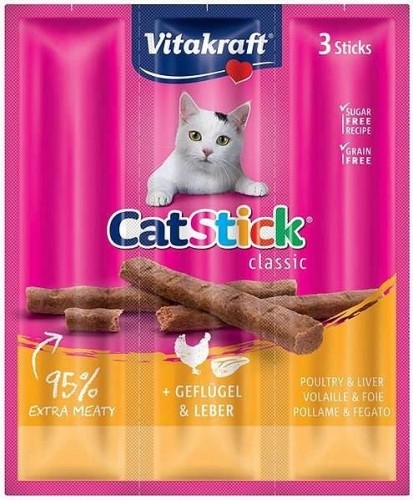 VITAKRAFT CatStick Mini with poultry and liver - cat treats - 3 pcs image 1