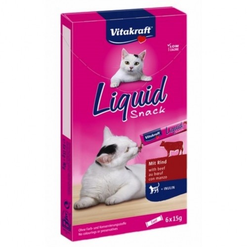 VITAKRAFT Cat Liquid-Snack with beef - cat treats - 6 x 15g image 1
