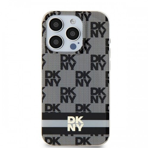 DKNY DKHMP15SHCPTSK iPhone 15 | 14 | 13 6.1" czarny|black hardcase IML Checkered Mono Pattern & Printed Stripes MagSafe image 1