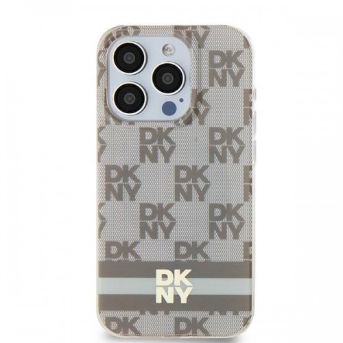 DKNY DKHMP15SHCPTSE iPhone 15 | 14 | 13 6.1" beżowy|beige hardcase IML Checkered Mono Pattern & Printed Stripes MagSafe image 1