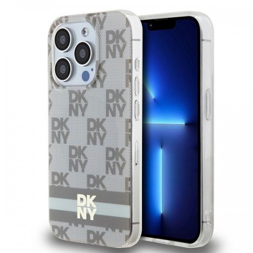 DKNY DKHMP13XHCPTSE iPhone 13 Pro Max 6.7" beżowy|beige hardcase IML Checkered Mono Pattern & Printed Stripes MagSafe image 1