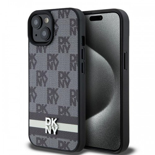 DKNY DKHCP15MPCPTSSK iPhone 15 Plus | 14 Plus 6.7" czarny|black hardcase Leather Checkered Mono Pattern & Printed Stripes image 1