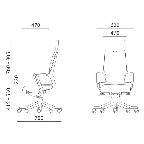 Darba krēsls DELPHI 60x47xH116-128,5cm, sēdeklis un atzveltne: audums, krāsa: melns image 1