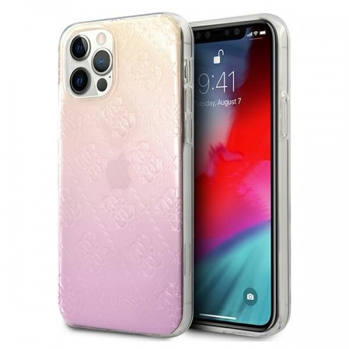 Guess GUHCP12M3D4GGPG iPhone 12|12 Pro 6,1" różowy pink 3D Raised 4G Gradient image 1