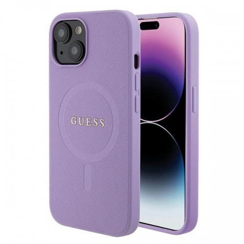 Guess GUHMP15SPSAHMCU iPhone 15 6.1" fioletowy|purple hardcase Saffiano MagSafe image 1