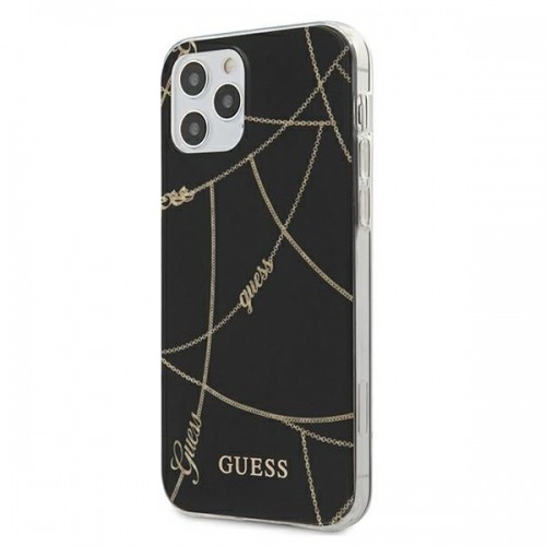 Guess GUHCP12LPCUCHBK iPhone 12 Pro Max 6,7" czarny|black hardcase Gold Chain Collection image 1