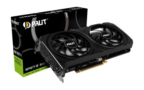 Graphics Card|PALIT|NVIDIA GeForce RTX 4060|8 GB|GDDR6|128 bit|PCIE 4.0 16x|GPU 1830 MHz|Dual Slot Fansink|2xHDMI|2xDisplayPort|NE64060019P1-1070L image 1