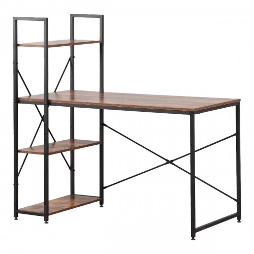 Desk with Shelf EDM 75196 Black Wood Metal 121 x 120 x 64 cm image 1