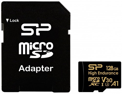 Silicon Power memory card microSDXC 128GB High Endurance + adapter image 1