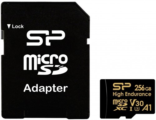 Silicon Power memory card microSDXC 256GB High Endurance + adapter image 1