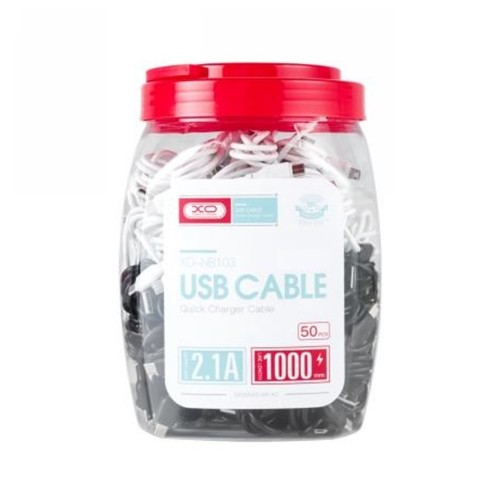 XO cable NB103 USB - microUSB 1,0 m 2,1A black 30pcs | white 20pcs set image 1
