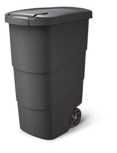 Prosperplast Atkritumu konteiners ar vāku un riteņiem 90L, antracīts image 1