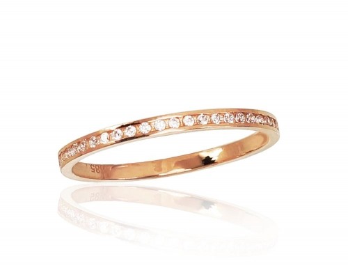 Золотое кольцо #1100831(Au-R)_CZ, Красное Золото 585°, Цирконы, Размер: 17, 0.76 гр. image 1