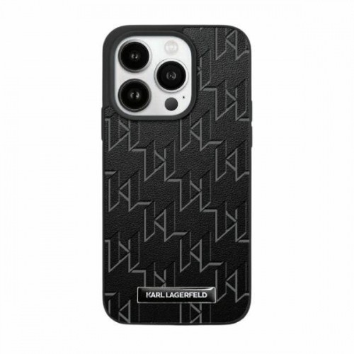 Karl Lagerfeld KLHMP15XPKHPORPK iPhone 15 Pro Max 6.7" hardcase czarny|black Leather Monogram Metal Logo image 1
