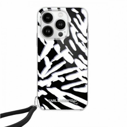 Karl Lagerfeld KLHCP15XHZBPKCCK iPhone 15 Pro Max 6.7" czarny|black hardcase IML Zebra Pattern & Cord image 1