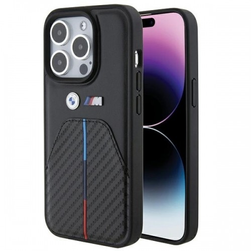 BMW BMHCP15L22NSTB iPhone 15 Pro 6.1" czarny|black Stamped Tricolor Stripe image 1