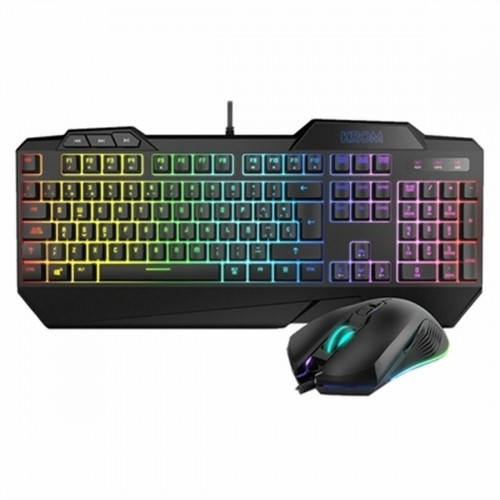 Keyboard with Gaming Mouse Krom Krusher RGB Black image 1