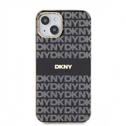 DKNY PC|TPU Repeat Pattern Tonal Stripe Magsafe Case for iPhone 13 Black image 1