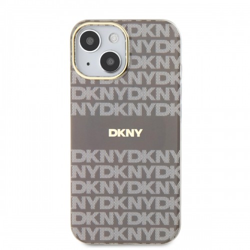DKNY PC|TPU Repeat Pattern Tonal Stripe Magsafe Case for iPhone 13 Beige image 1