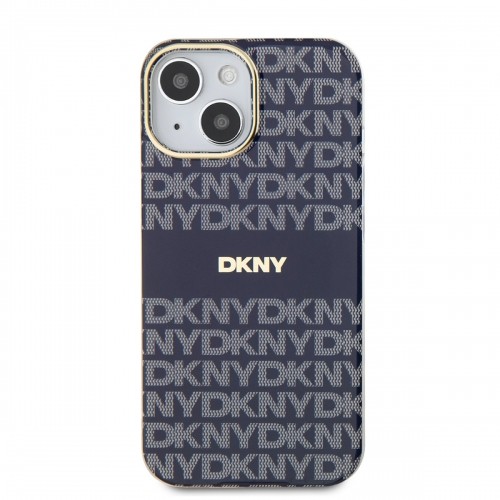 DKNY PC|TPU Repeat Pattern Tonal Stripe Magsafe Case for iPhone 13 Blue image 1
