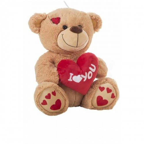 Bigbuy Kids Плюшевый I Love You Медведь 35 cm Коричневый image 1