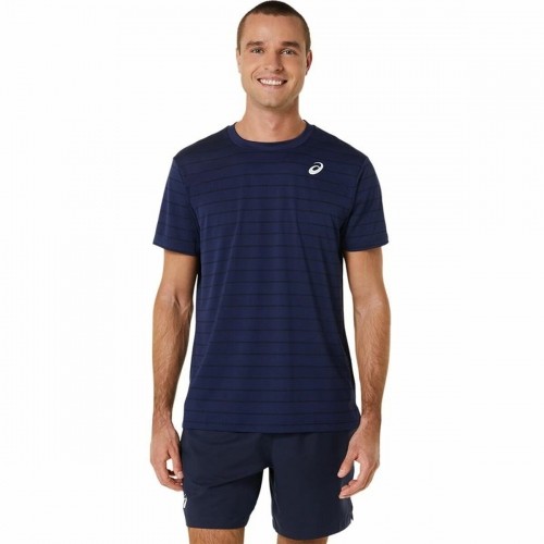 Men’s Short Sleeve T-Shirt Asics Court Navy Blue Tennis image 1