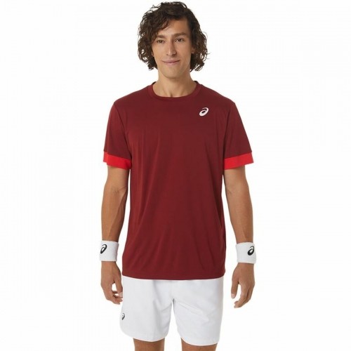 Men’s Short Sleeve T-Shirt Asics Court Dark Red Tennis image 1