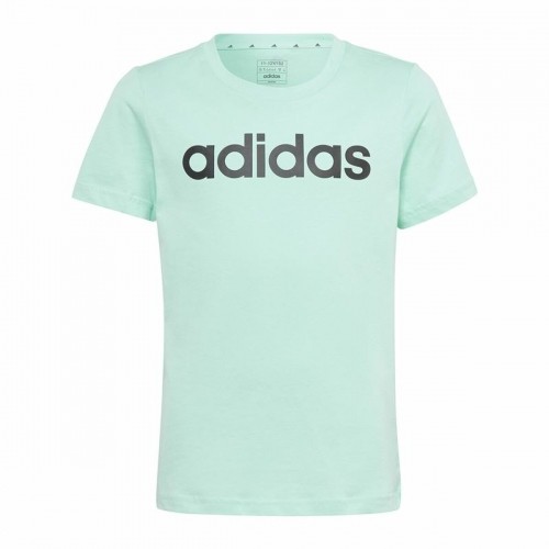 Child's Short Sleeve T-Shirt Adidas Linear Logo Green Aquamarine image 1