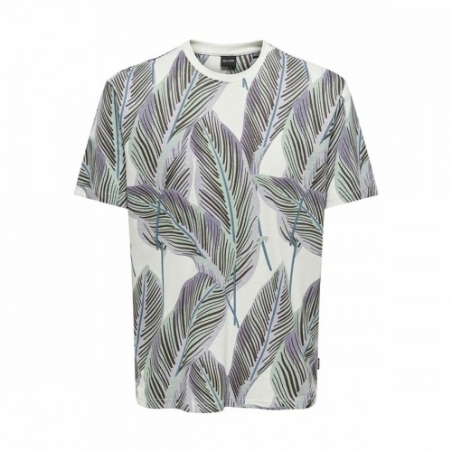 Men’s Short Sleeve T-Shirt Only & Sons Onskobe Reg Banana Leaf Blue White image 1