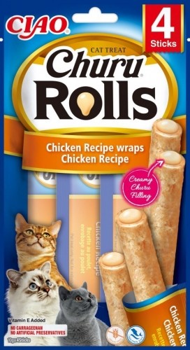 INABA Churu Rolls Chicken recipe wraps - cat treats - 4x10 g image 1