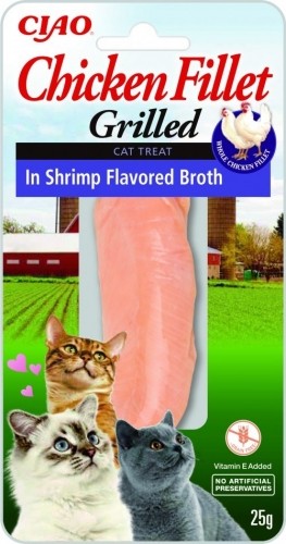 INABA Grilled Chicken Extra tender fillet in shrimp flavored broth - cat treats - 25 g image 1