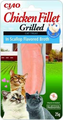 INABA Grilled Chicken Extra tender fillet in scallop flavored broth - cat treats - 25 g image 1