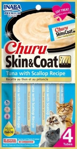 INABA Churu Skin&Coat Tuna with scallop recipe - cat treats - 4x14 g image 1