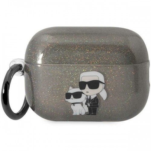 Karl Lagerfeld KLAP2HNKCTGK Airpods Pro 2 vāciņš melns|Gliter Karl Choupette image 1