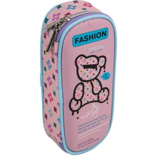 Пенал "DeVente. Fashion Bear" 21x8x5 см, овальный для 50 предметов, с внутренним органайзером-створкой, текстильный, на молнии image 1