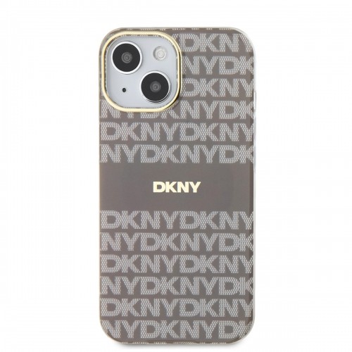 DKNY PC|TPU Repeat Pattern Tonal Stripe Magsafe Case for iPhone 14 Beige image 1