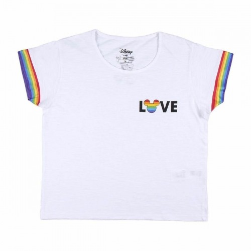 Sieviešu Krekls ar Īsām Piedurknēm Disney Love Pride Balts image 1