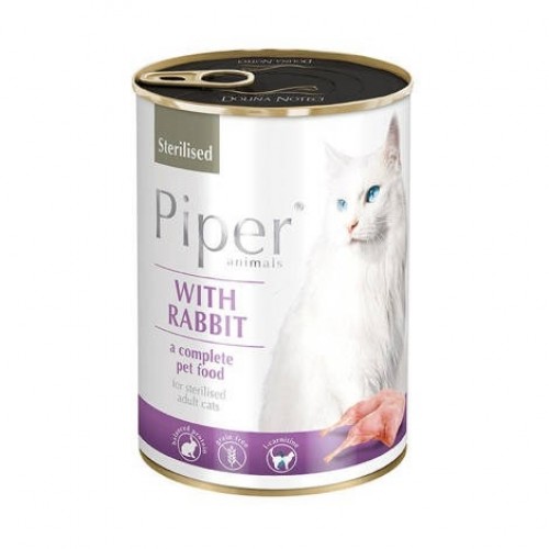 Dolina Noteci Piper Animals Sterilised with rabbit - wet cat food - 400g image 1