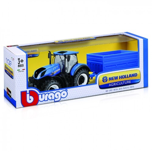 Rot. Traktors Bburago Tractor with trailer New Holland image 1