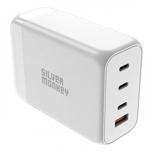 Silver Monkey SMA156 200W 3xUSB-C PD USB-A QC 3.0 GaN Charger with Detachable Power Cable - White image 1