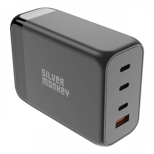 Silver Monkey SMA155 200W 3xUSB-C PD USB-A QC 3.0 GaN Charger with Detachable Power Cable - Black image 1