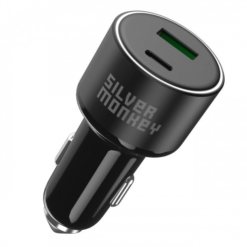 Silver Monkey SMA014 100W car charger 1xUSB-C PD 1xUSB-A QC 3.0 - black image 1