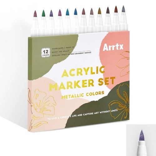 Acrylic Marker Pens ARRTX, 12 Metallic Colors image 1