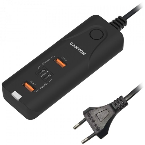 CANYON charger H-10 PD 20W QC 3.0 18W 2USB-A 2USB-C Desk Black image 1