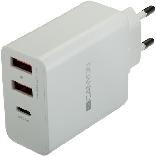 CANYON charger H-08 PD 30W USB-C 2USB-A White image 1